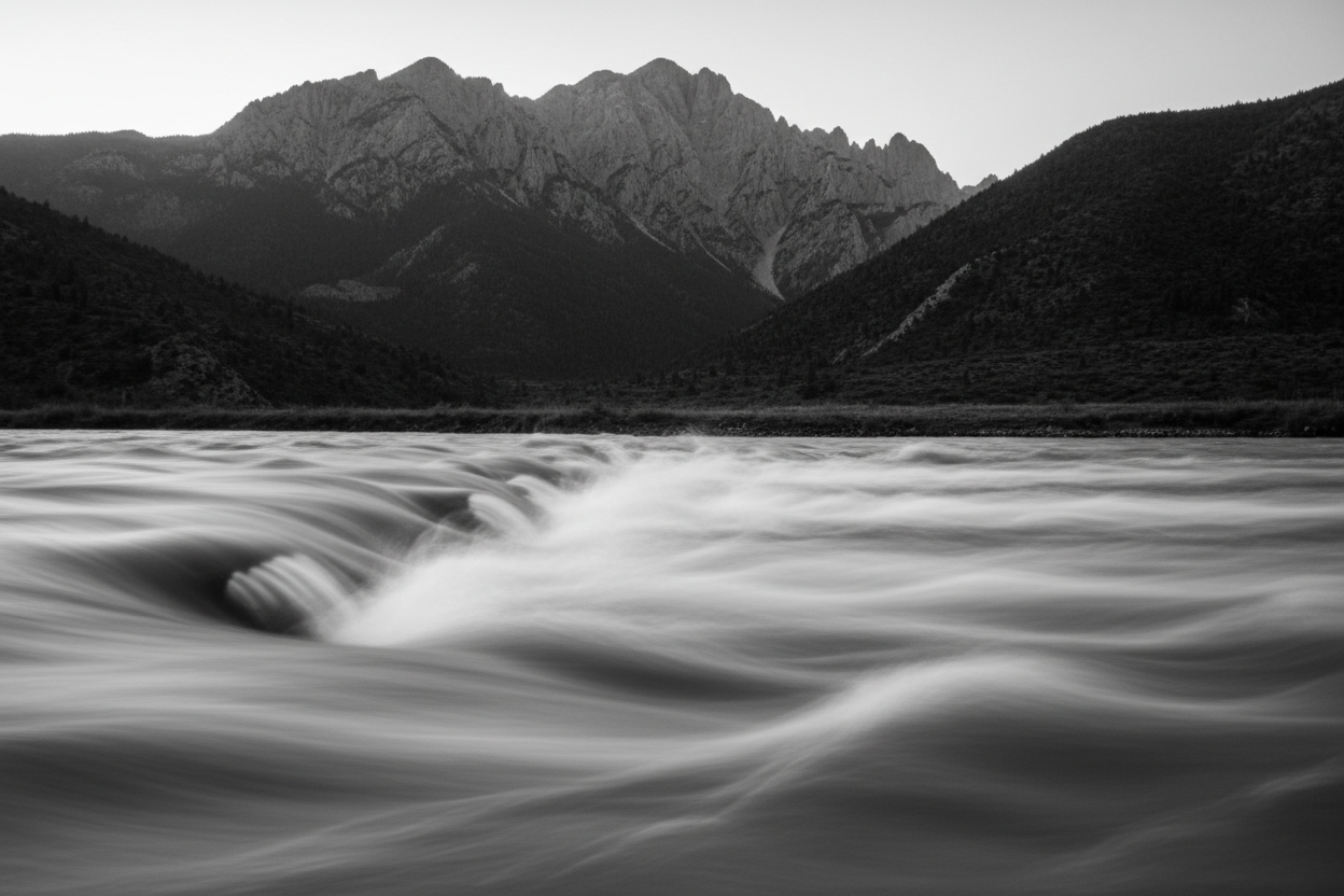 black and white mountain layers lonx exposure water abstract wave
